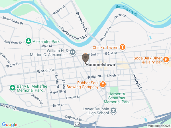 Map showing location of TREFZ & BOWSER FUNERAL HOME INC