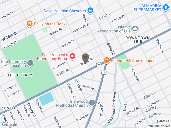 Map showing location of Kloecker Funeral Home, Inc.