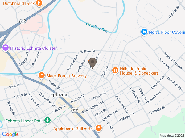 Map showing location of Stradling Funeral Home