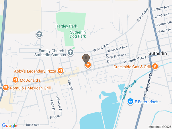 Map showing location of Sutherlin Chapel of the Roses