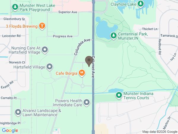 Map showing location of Kish Funeral Home
