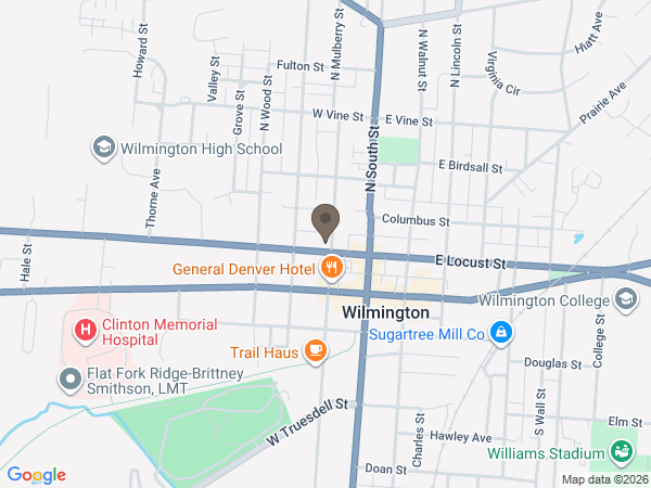Map showing location of Edgington Funeral Home
