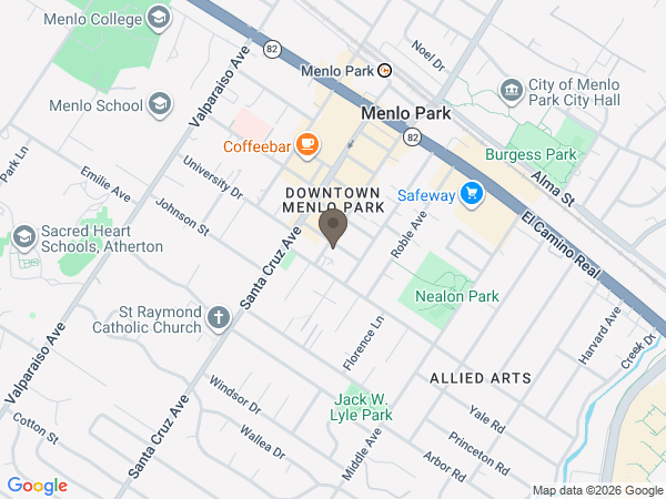 Map showing location of Menlo Park Funeral and Cremation Services