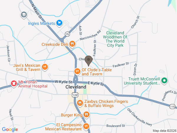 Map showing location of Barrett Funeral Home