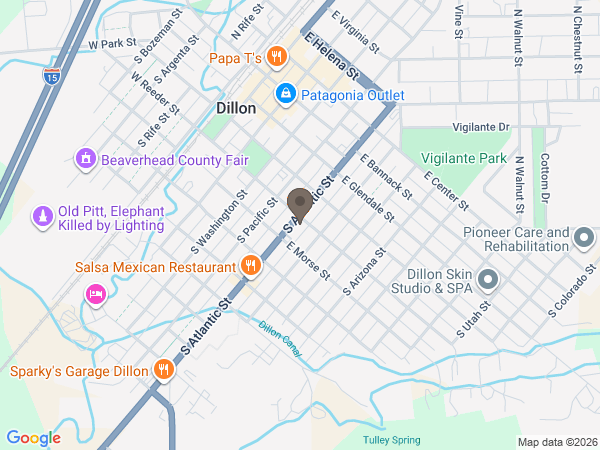 Map showing location of Brundage Funeral Home