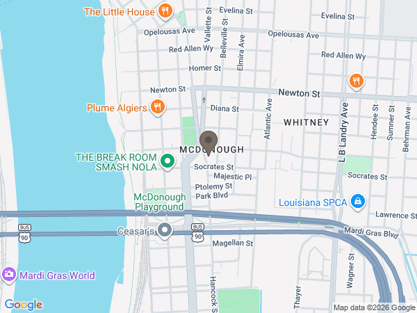 Map showing location of Mothe Funeral Homes,
