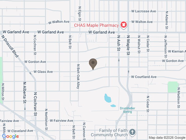 Map showing location of Fairmount Memorial