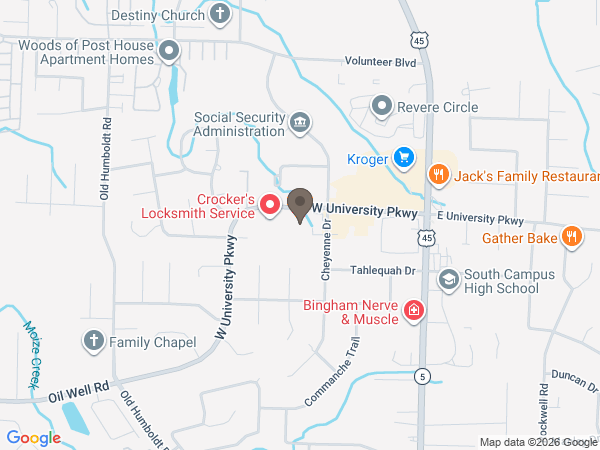 Map showing location of Arrington Funeral Directors