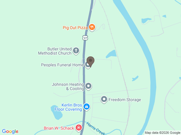 Map showing location of PEOPLES FUNERAL HOME