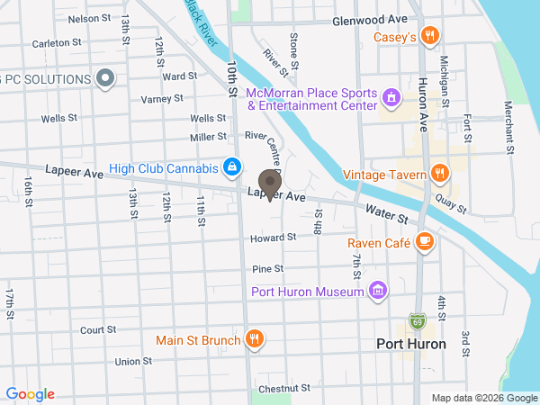 Map showing location of Pollock-Randall & Marysville Funeral Homes
