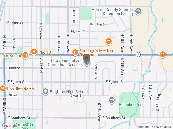 Map showing location of Tabor Funeral Home