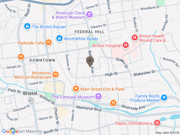 Map showing location of Funk Funeral Home