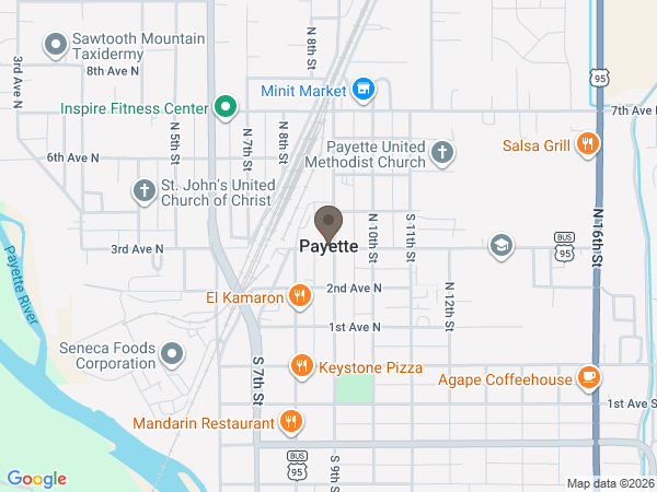 Map showing location of Shaffer-Jensen Memory Chapel - Payette