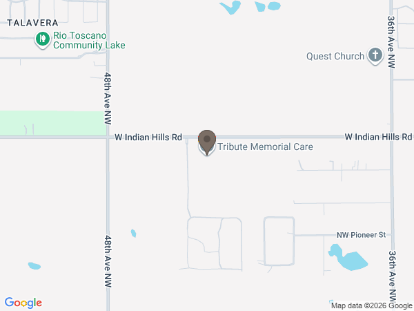 Map showing location of Tribute Memorial Care