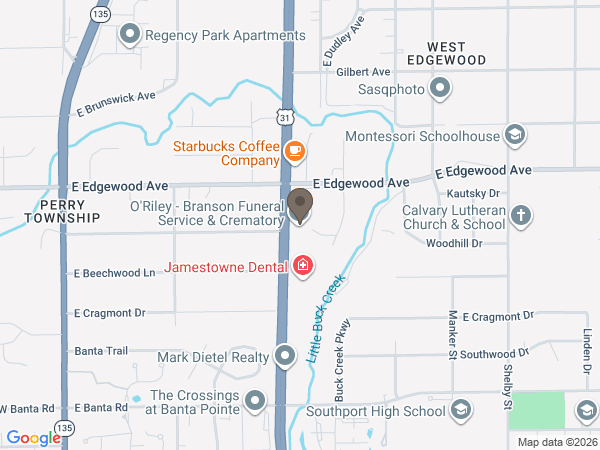 Map showing location of O'Riley-Branson Funeral Home