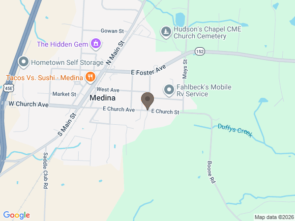 Map showing location of Replogle-Lawrence Funeral Home