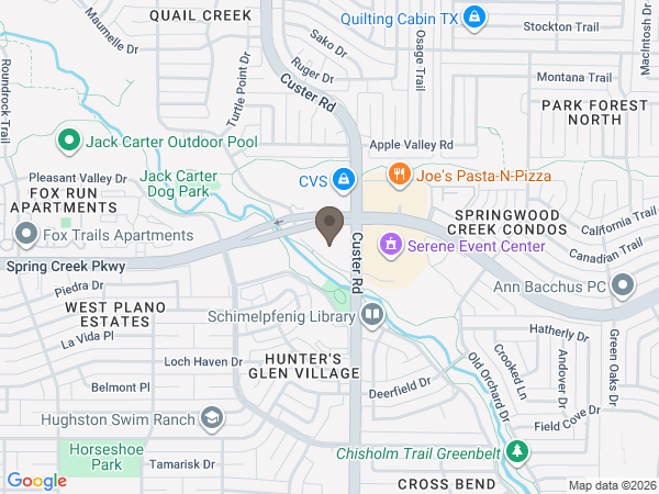 Map showing location of Allen Family Funeral Options