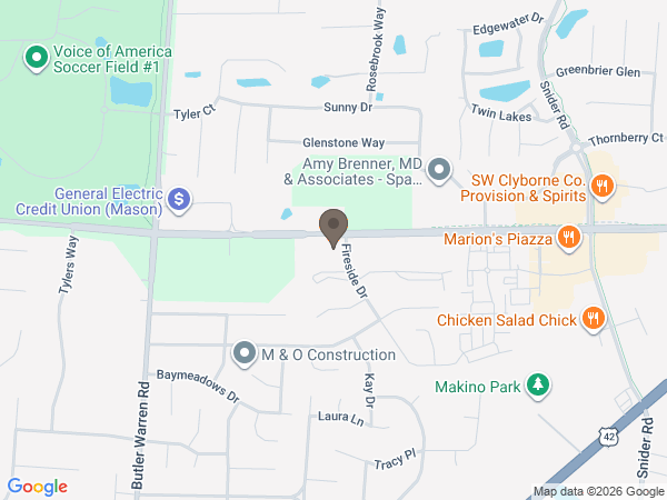 Map showing location of Mueller Funeral Home