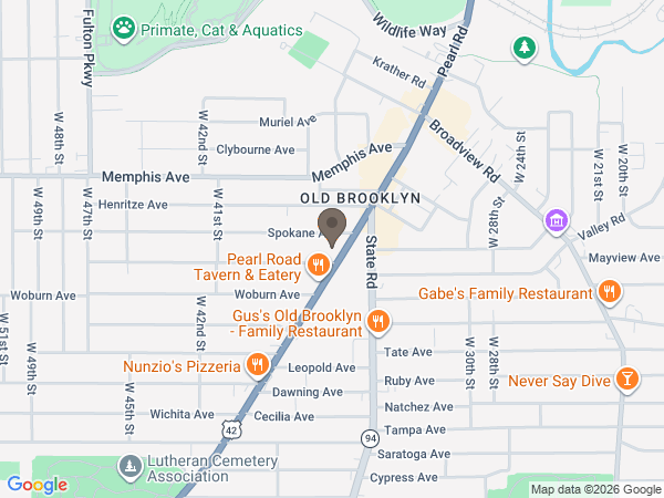 Map showing location of Busch Funeral and Crematory Services: Cleveland