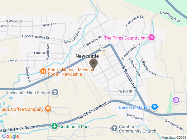 Map showing location of Meridian Mortuary
