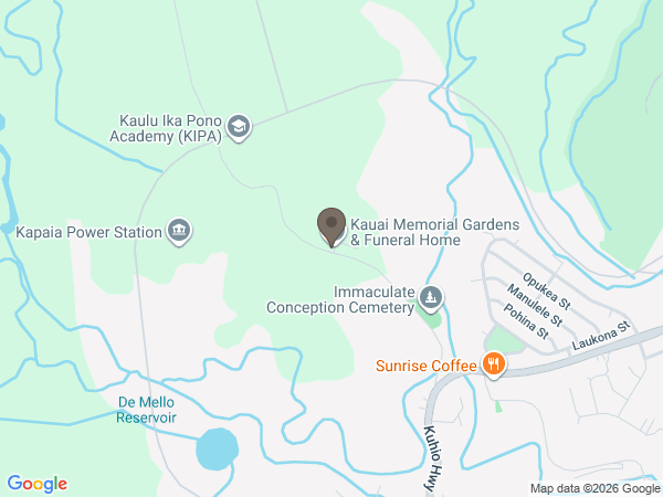 Map showing location of Kauai Memorial Gardens, Inc.
