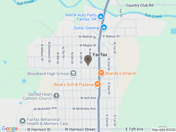 Map showing location of Hunsaker-Wooten Funeral Home