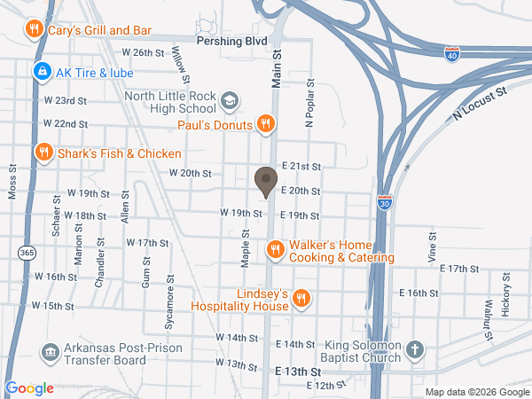 Map showing location of Smith Family Funeral Homes: North Little Rock