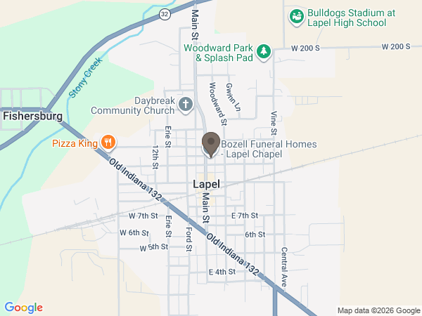 Map showing location of Hersberger Bozell  Funeral Home