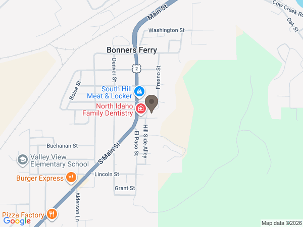 Map showing location of Bonners Ferry Funeral Home