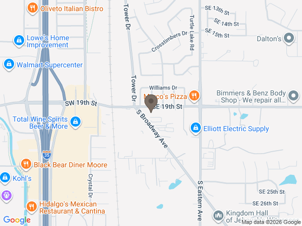 Map showing location of Moore Funeral and Cremation