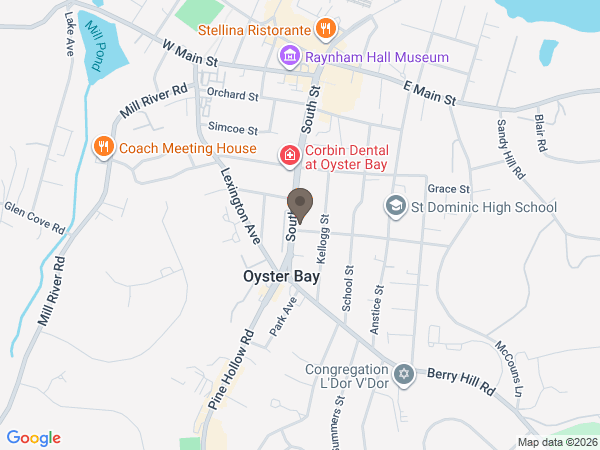 Map showing location of Oyster Bay Funeral Home