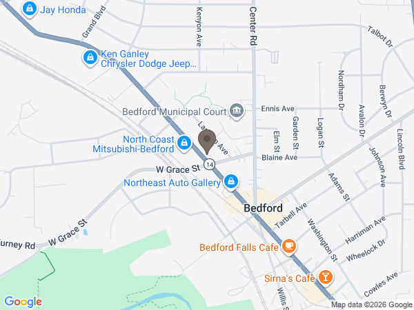 Map showing location of Busch-Romito Funeral Home: Bedford