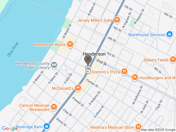 Map showing location of Tomblinson Funeral Home