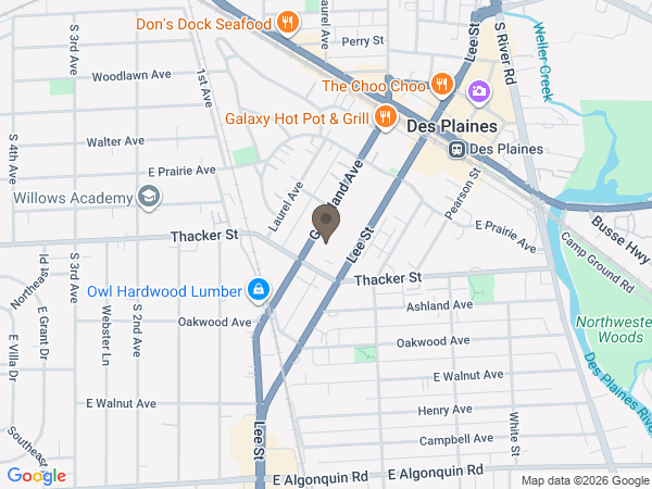 Map showing location of G.L. Hills Funeral Home