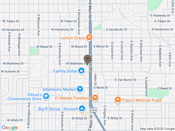 Map showing location of LA GRONE ROSWELL FUNERAL CHAPEL