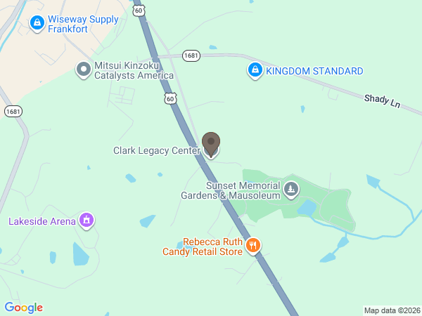 Map showing location of Clark Legacy Center - Frankfort