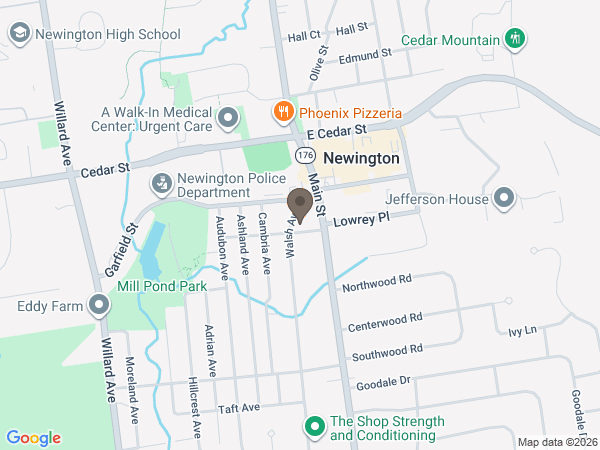 Map showing location of Duksa Family Funeral Homes: Newington Memorial Funeral Home