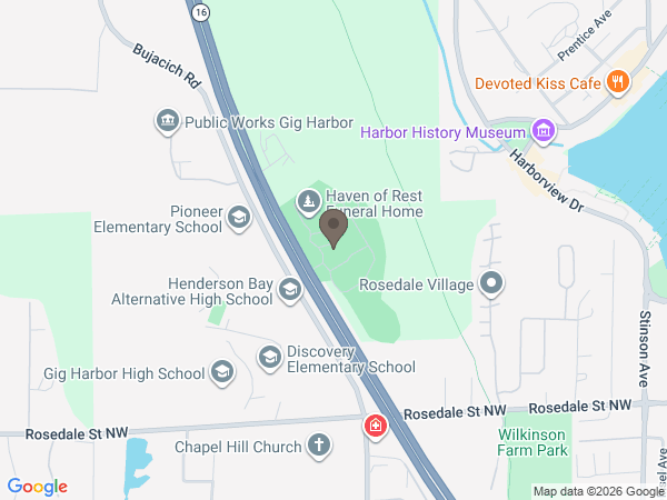 Map showing location of Haven Rest Funeral Home