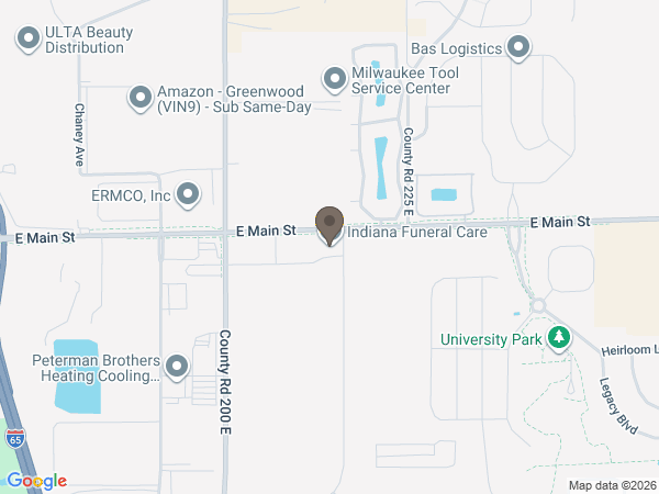 Map showing location of Indiana Funeral Care