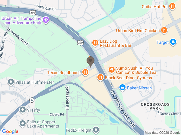 Map showing location of Texas Pet Meadow