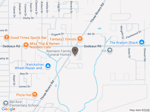 Map showing location of Riemann Family Funeral Homes, Inc.