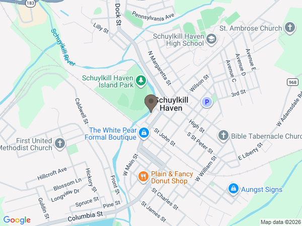 Map showing location of Cremation Society of Schuylkill County