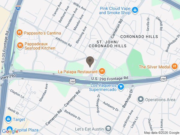 Map showing location of Cremation.Green: Austin