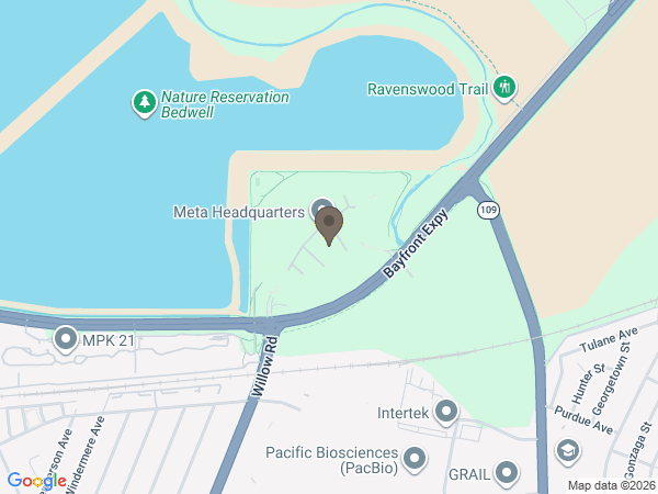 Map showing location of Facebook