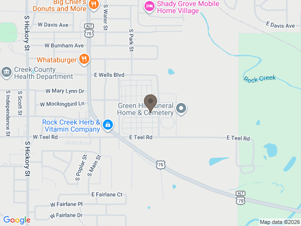 Map showing location of Green Hill Funeral Home & Cemetery