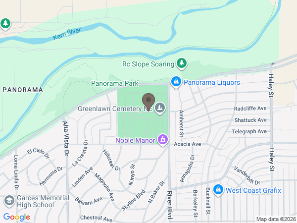 Map showing location of Greenlawn Funeral Home Northeast