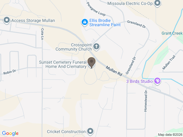 Map showing location of Sunset Memorial Funeral Home