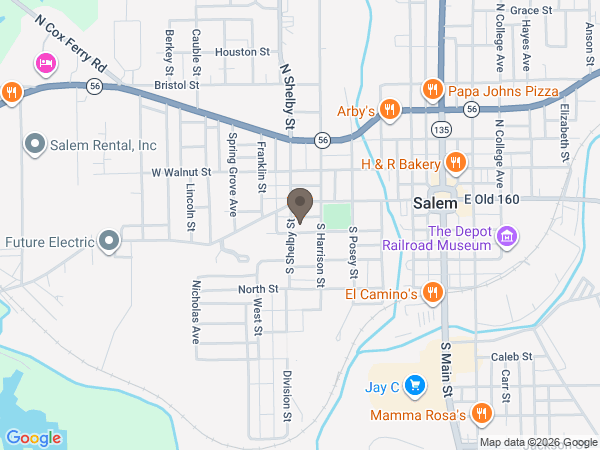Map showing location of Weathers Funeral Home