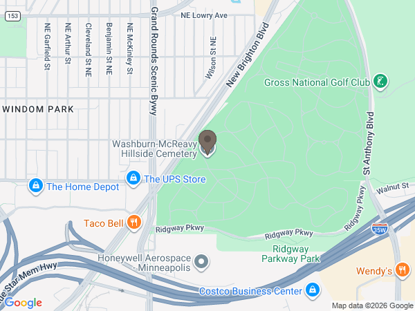 Map showing location of Washburn-McReavy Hillside Chapel