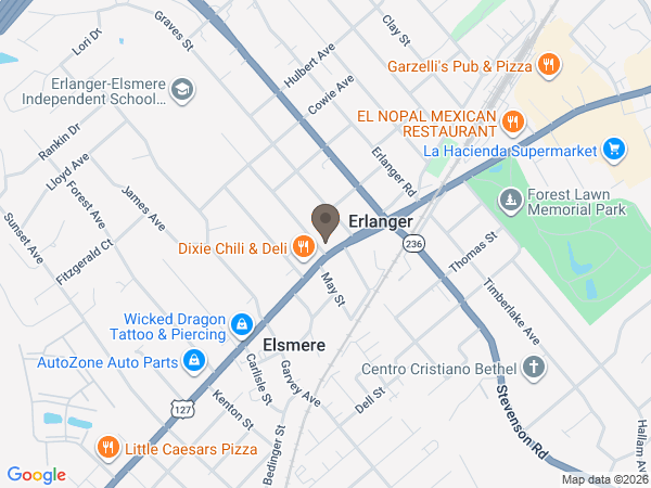 Map showing location of Middendorf-Bullock Funeral Home